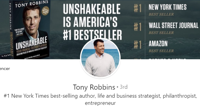 Tony Robbins LinkedIn titulná fotka