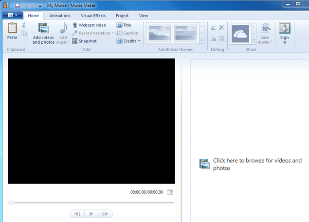 Windows Movie Maker - Interface