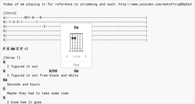 Ultimate Guitar webové stránky s vami a ja gitarové akordy