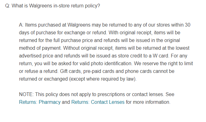 walgreens sa vracajú bez prijatia