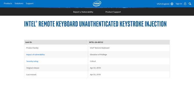 Ukážka odhalenia chyby zabezpečenia vzdialenej klávesnice Intel