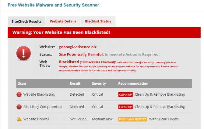 sucuri sitecheck - boli moje online účty napadnuté?