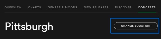 Spotify Koncerty Zmeniť miesto