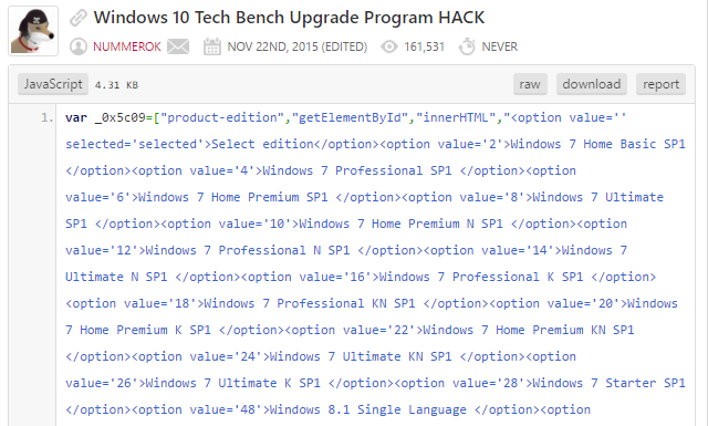 HACK programu aktualizácie Windows 10 Tech Bench