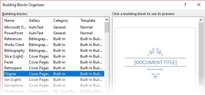 Ako vytvoriť profesionálne správy a dokumenty v Microsoft Word Building Blocks Organizer