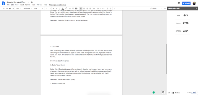 Doplnok Lepší počet slov v službe Dokumenty Google