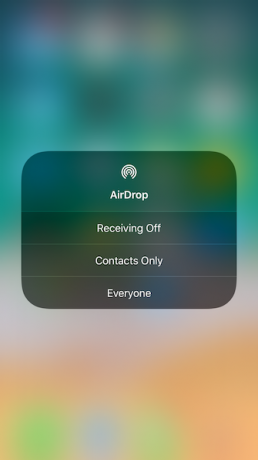 Nastavenia AirDrop pre iOS 11 Control Center