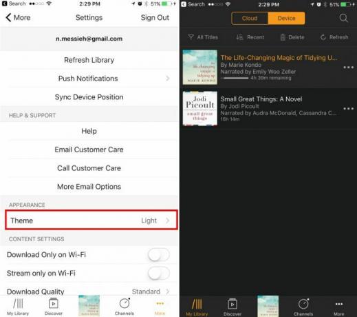 Tieto populárne aplikácie podporujú nočný režim na iOS Audible NightMode e1496342496530