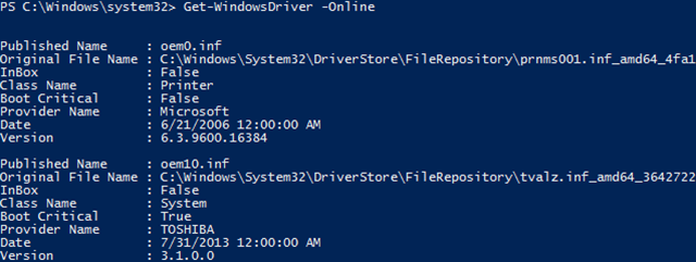 windows-10 PowerShell-get-windowsdriver