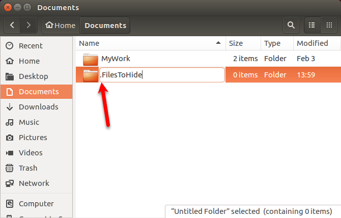 Premenujte skrytý priečinok v službe Nautilus v Ubuntu
