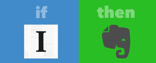 IFTTT Instapaper zdôrazňuje Evernote