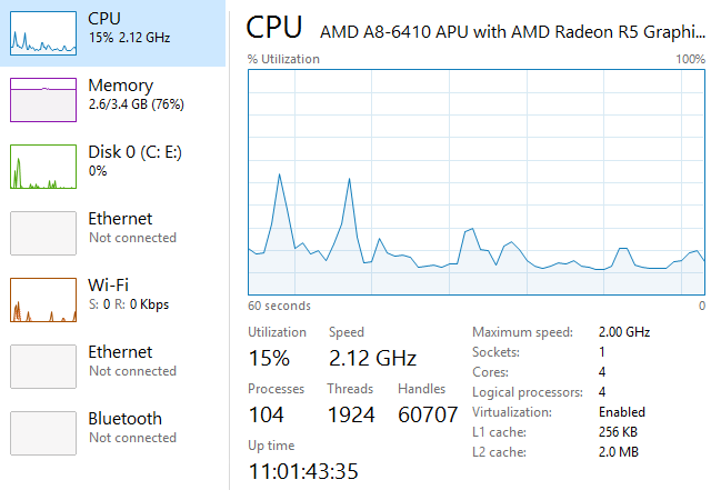 windows-task-manager výkonné detaily