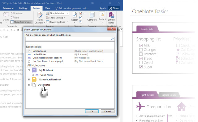 Microsoft OneNote LinkedNote