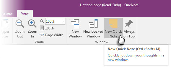 Microsoft OneNote - nová rýchla poznámka