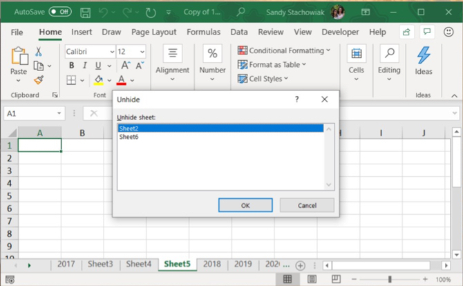 Excel Odkryť Tab