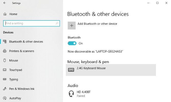 Nastavenia Bluetooth Windows 10