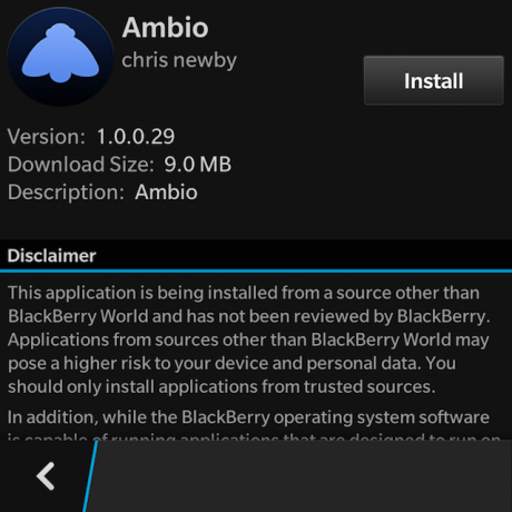 blackberry-Ambi inštaláciu