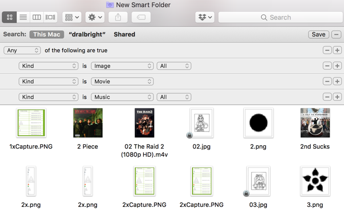 Súbory filmov Mac Smart Folder