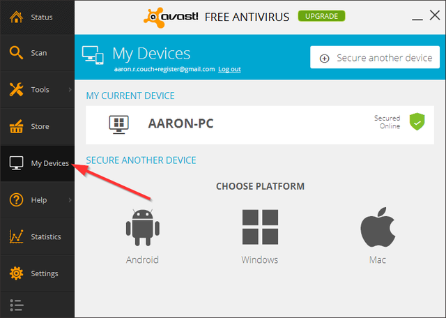 Avast - Moje zariadenia