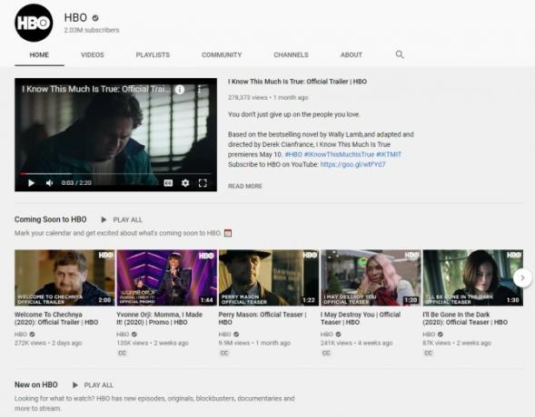 Sledujte bezplatne HBO klipy na YouTube