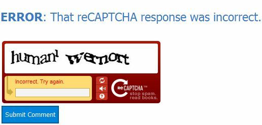 Recaptcha vloží odpoveď na stránku