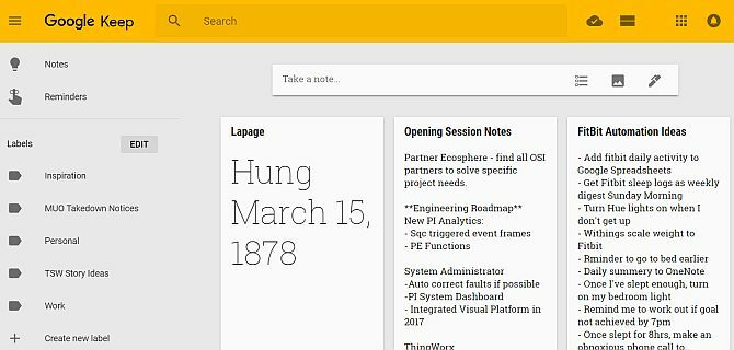 problémy s produktmi Google - google keep