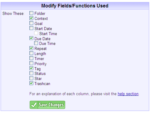 Toodledo Fields