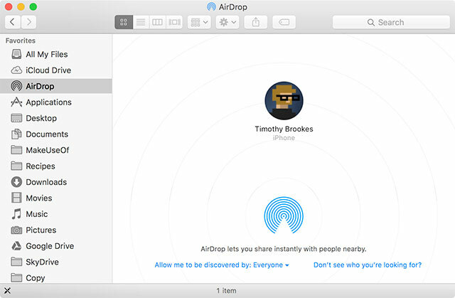 AirDrop na Mac