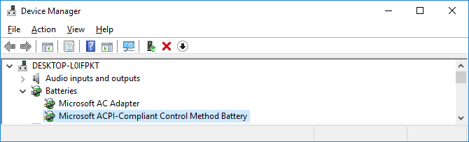 Ovládače batérie systému Windows 10 Device Manager