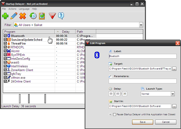 oneskorenie programu pri štarte