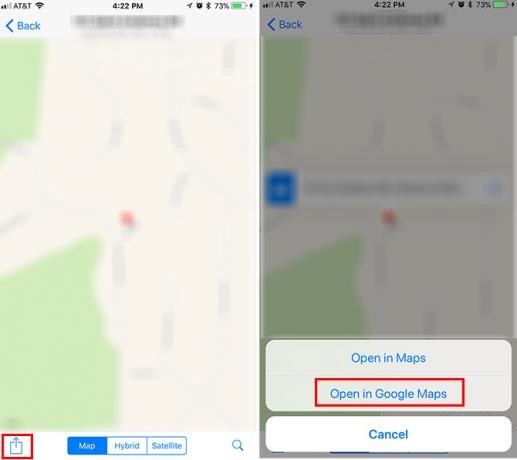 Ako vždy otvoriť trasu v Mapách Google na iOS WhatsApp