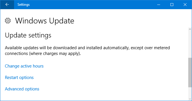 nastavenia aktualizácie systému Windows 10