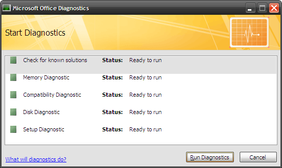 Ako vyriešiť problémy s balíkom Microsoft Office pomocou programu MS Office Diagnostics 3, spustite diagnostiku