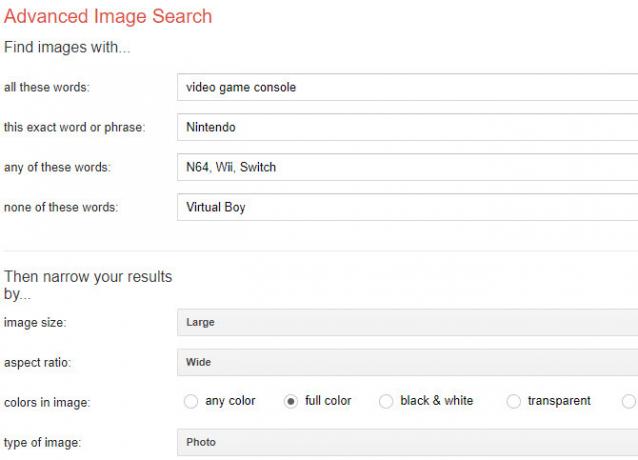 Rozšírené vyhľadávanie služby Obrázky Google