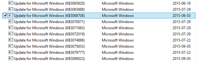Screenshot systému Windows Update 8.1