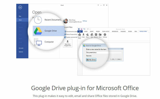 Doplnok Google Drive pre Office 2016