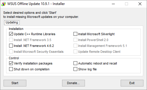 Windows Update nebude fungovať na Windows 7 a 8.1 s novým hardvérom WSUS Offline UpdateInstaller