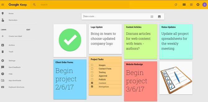 Ako používať službu Google Keep na jednoduché riadenie projektov GoogleKeepMainPage web