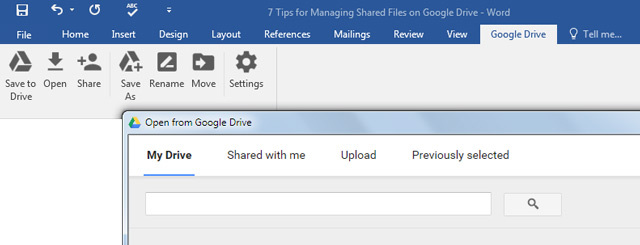 Doplnok Google Drive pre MS Office