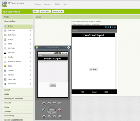 Android vytvára rozloženie obrazovky appinventor app2ventor