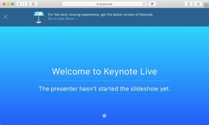 Keynote Živá čakajúca stránka v prehliadači Safari