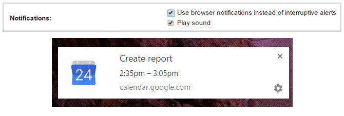 upozornenie prehliadača kalendára Google Chrome