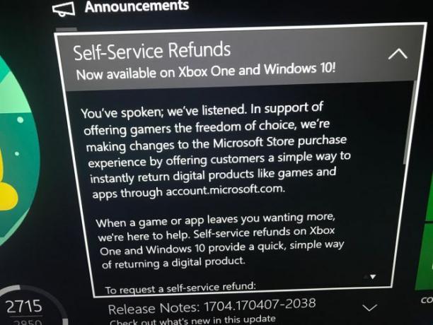 Spoločnosť Microsoft predstavuje systém na vrátenie platby Steam-like pre Xbox One Digital Refunding Service od spoločnosti Microsoft