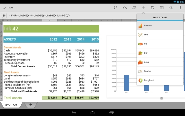 Quickoffice spoločnosťou Google Drive-Free-OS Android iOS Charts