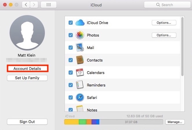 Nastavenia Mac iCloud