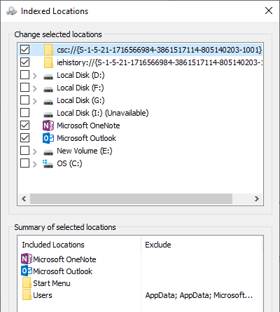 windows index index vyhľadávať adresáre