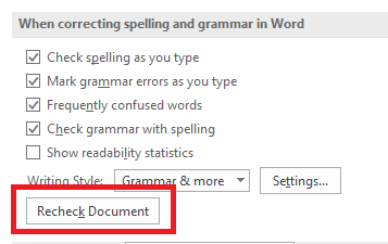 Ako pravopis a gramatiku Skontrolujte v aplikácii Word Word ms recheck