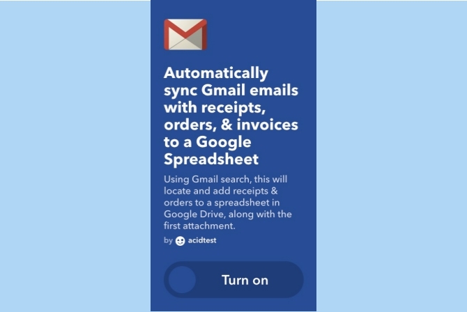 ifttt gmail prijíma faktúry objednávky google tabuľky