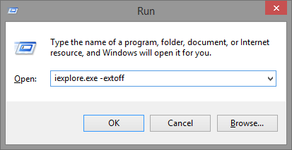 5.2 Spustiť - iexplore.exe -extoff