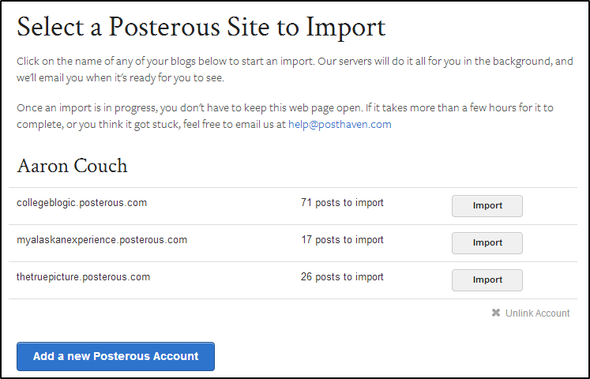 Váš sprievodca na poslednú chvíľu, ako exportovať svoj posterový blog predtým, ako sa navždy vyprázdni. Vyberte importované stránky, ktoré chcete importovať.